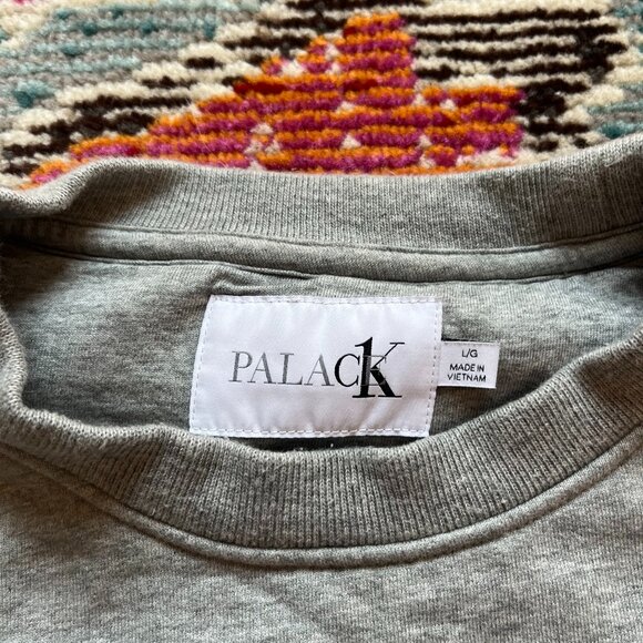 PALACE SKATEBOARDS X CALVIN KLEIN GRAY CREWNECK SWEATSHIRT SIZE L - Picture 2 of 3